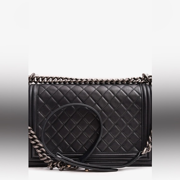 CHANEL™ 2014 BLACK QUILTED LEATHER LARGE BOY BAG - Picture 3 of 5